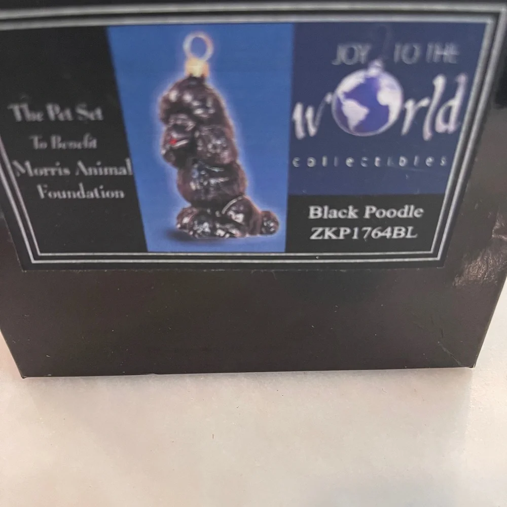 Black Poodle Hand-Blown Glass Ornament by JOY TO THE WORLD.  Made in Poland. - Picture 3 of 7
